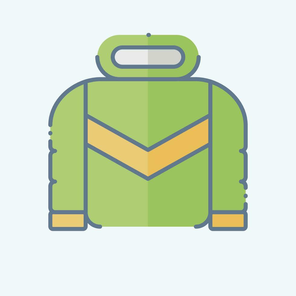 icona giacca. relazionato per campeggio simbolo. scarabocchio stile. semplice design modificabile. semplice illustrazione vettore