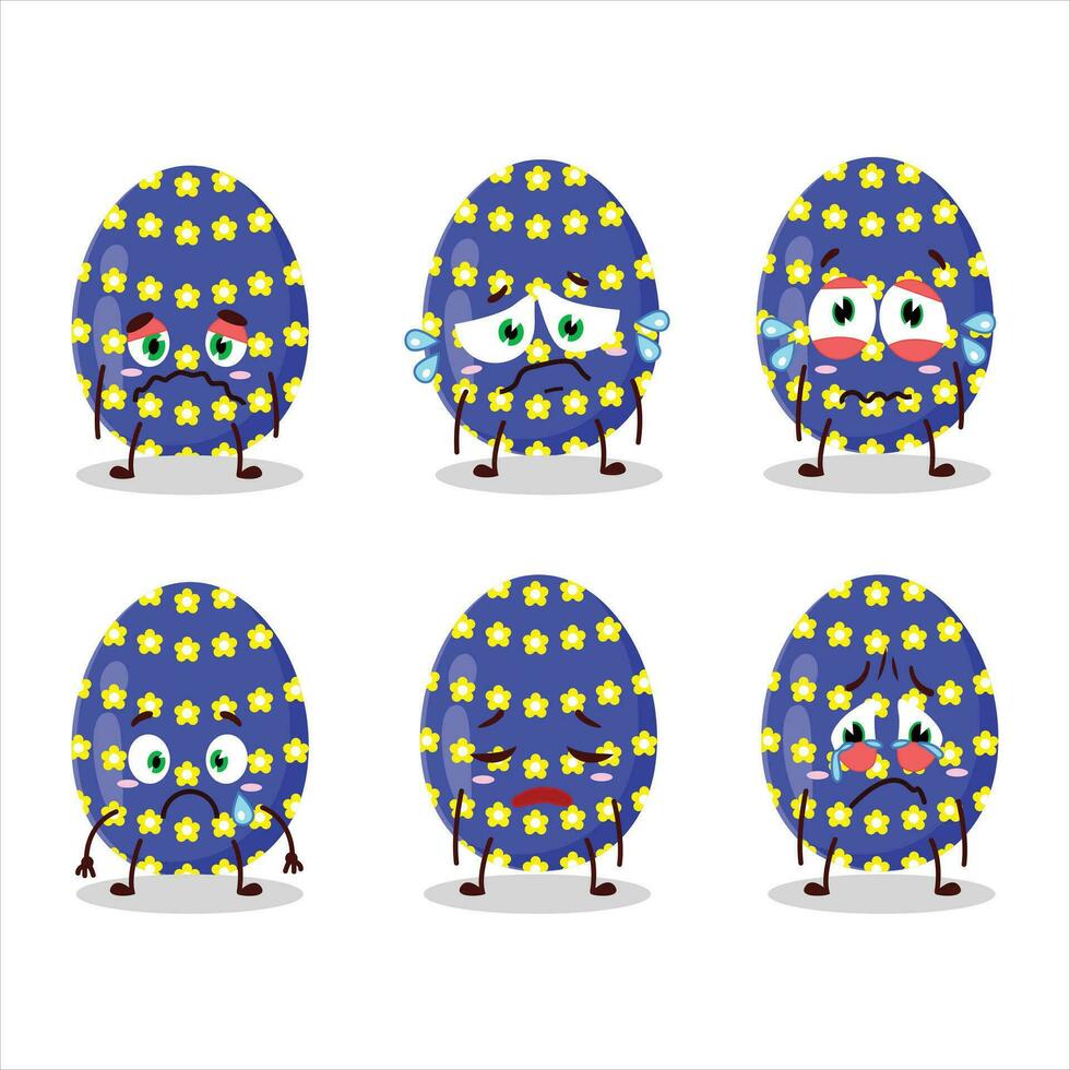 buio blu Pasqua uovo cartone animato personaggio con triste espressione vettore