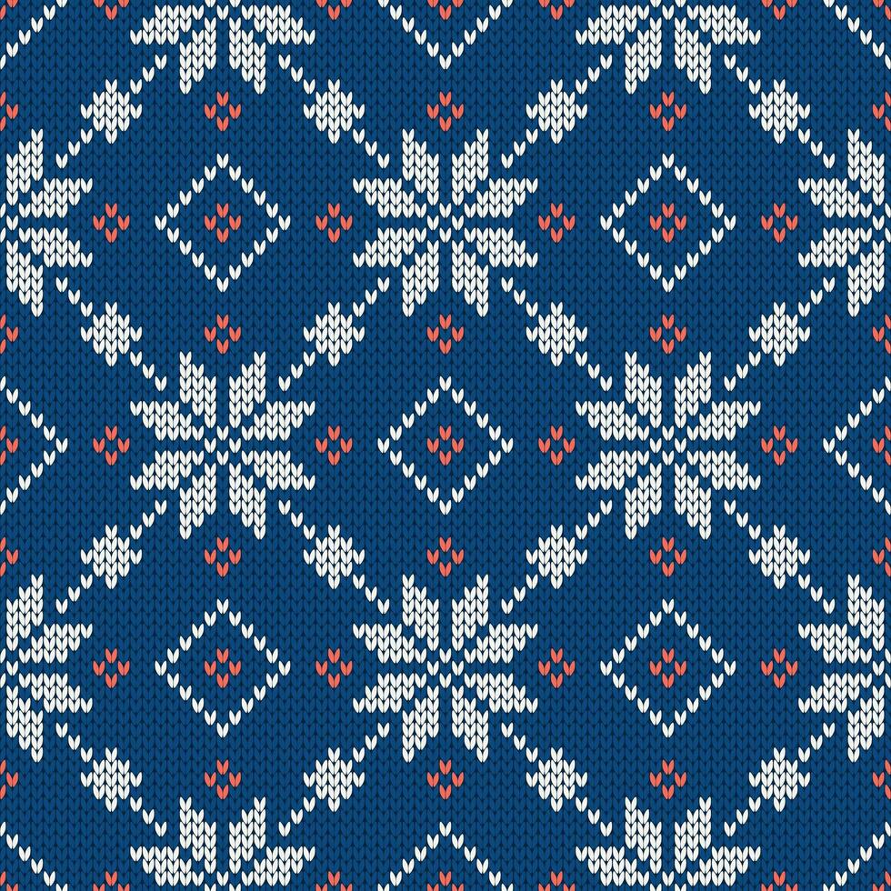 scandinavo a maglia senza soluzione di continuità modello. norvegese maglione con fiocchi di neve. vettore