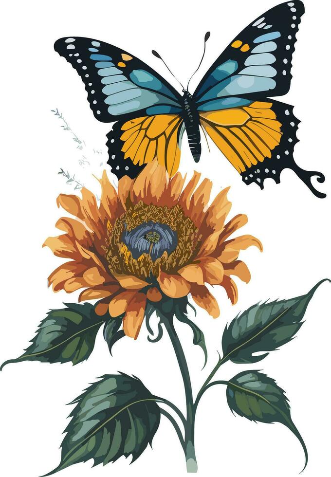 acquerello farfalla fiore vettore