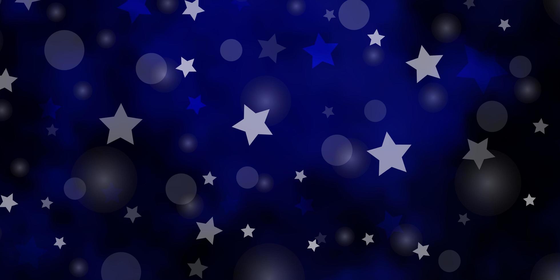 sfondo vettoriale blu scuro con cerchi, stelle. illustrazione astratta glitterata con gocce colorate, stelle. design per carta da parati, produttori di tessuti.