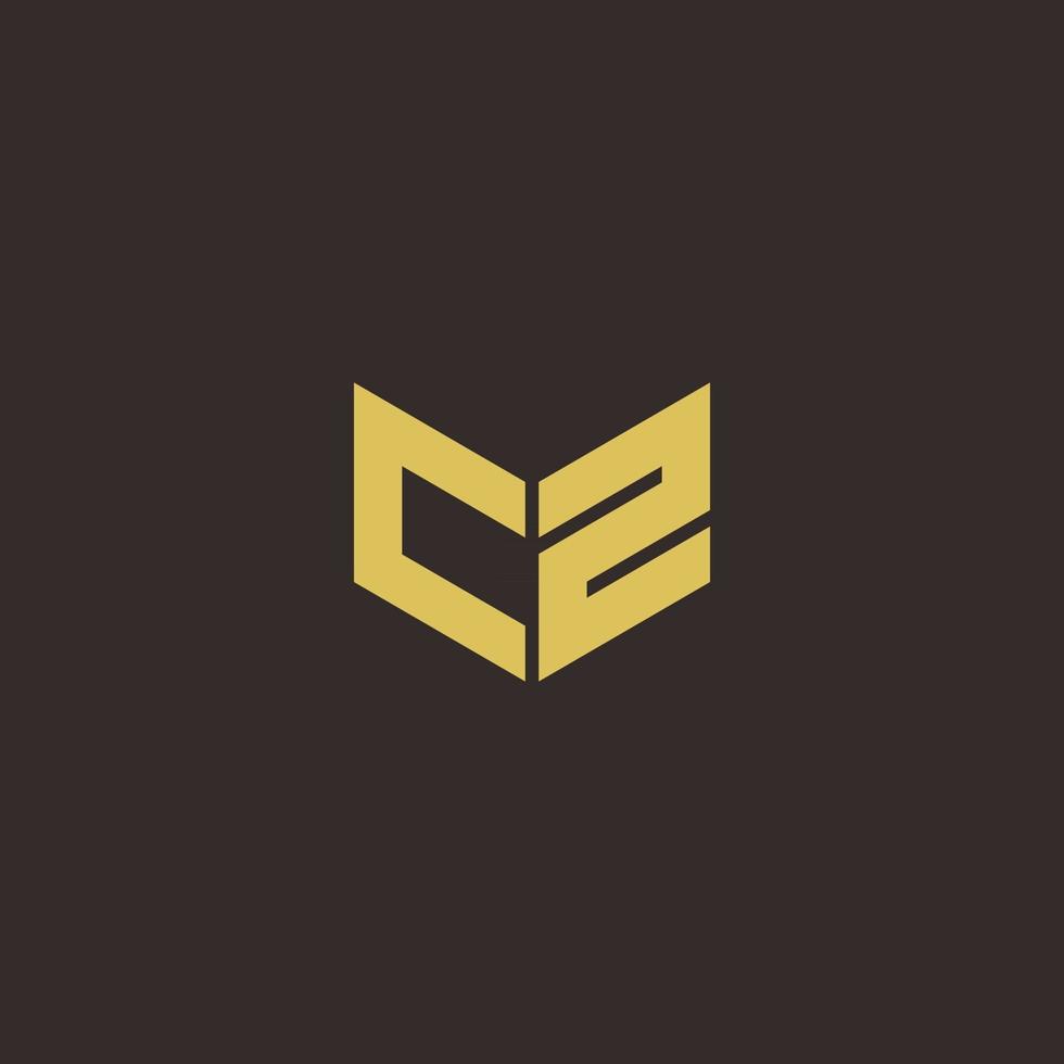 cz logo lettera logo iniziale modello di disegni con sfondo oro e nero vettore