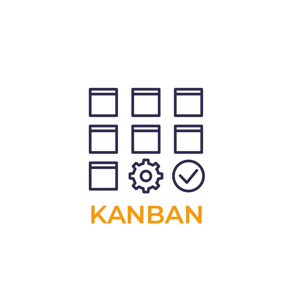 icona della linea del metodo lean kanban vettore