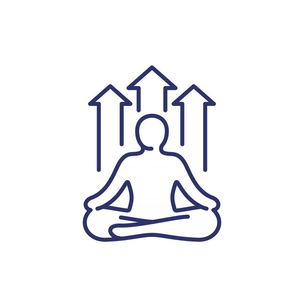 icona della linea di meditazione e crescita su bianco vettore