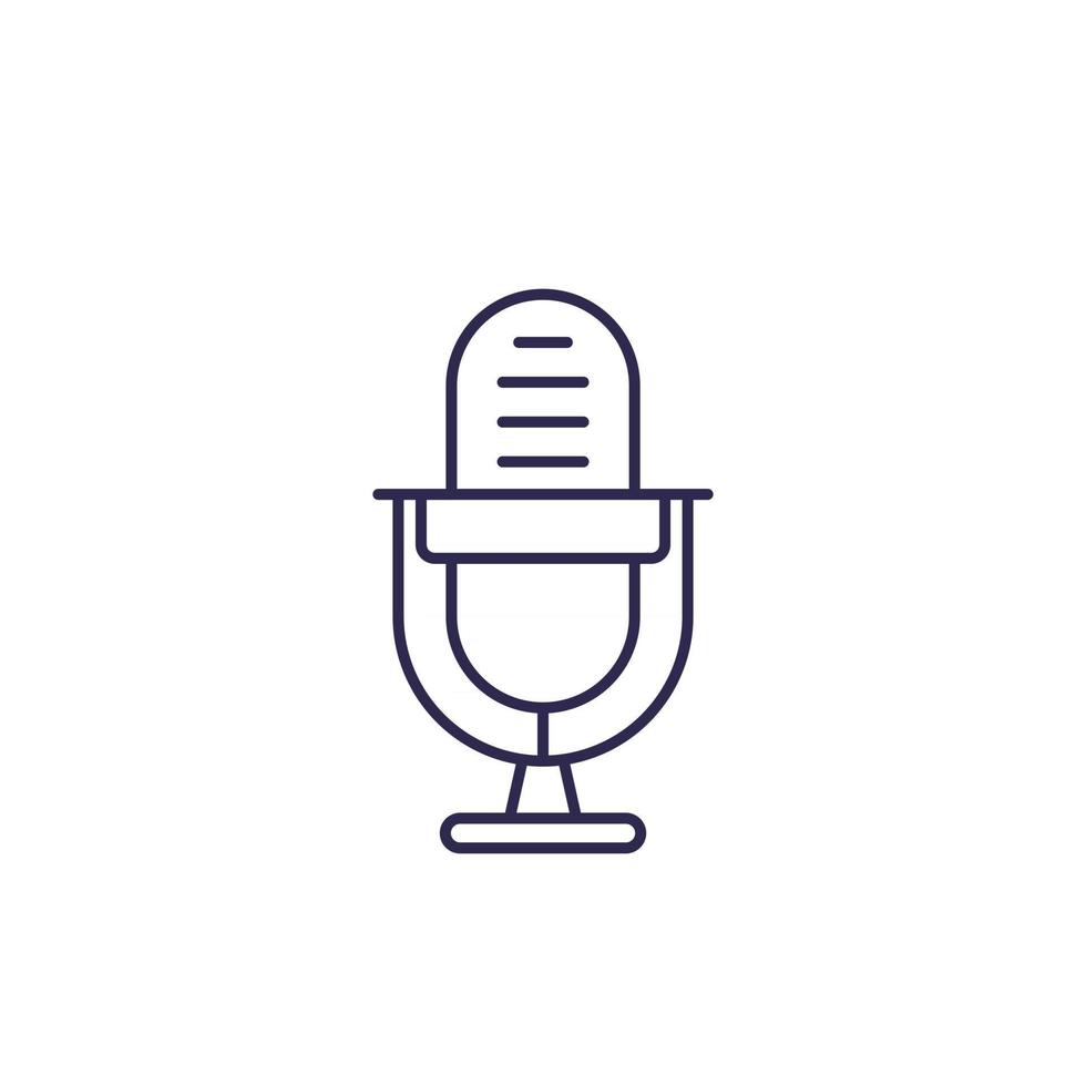 icona della linea del microfono per il logo del podcast vettore