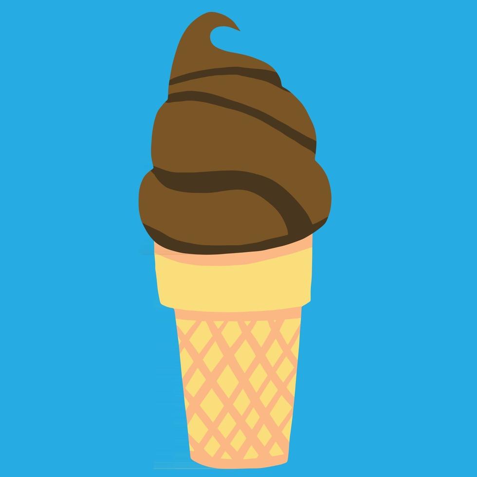 disegno a mano libera colorato di un cono di gelato. vettore