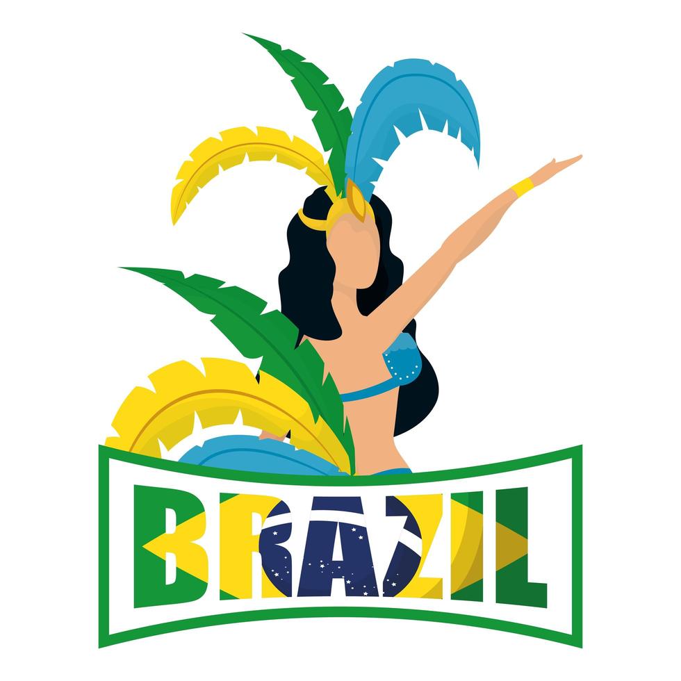 poster di carnevale brasile con scritte e danza garota vettore