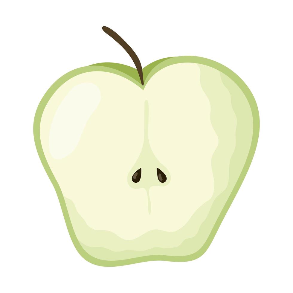 icona isolata di mezza mela di frutta fresca vettore