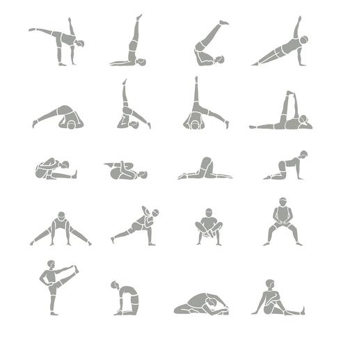 Icone di posizioni yoga vettore