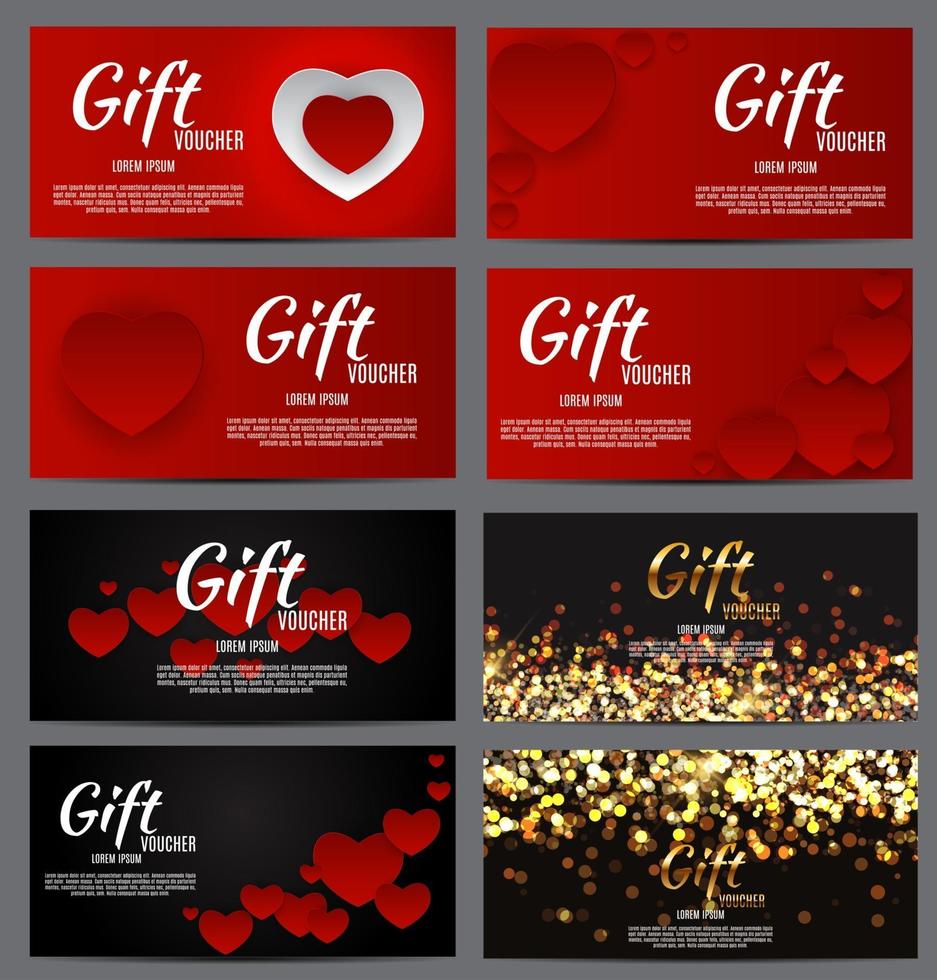 modello di buono regalo per la tua attività. disegno di sfondo di amore e sentimenti di carta del cuore di san valentino. illustrazione vettoriale