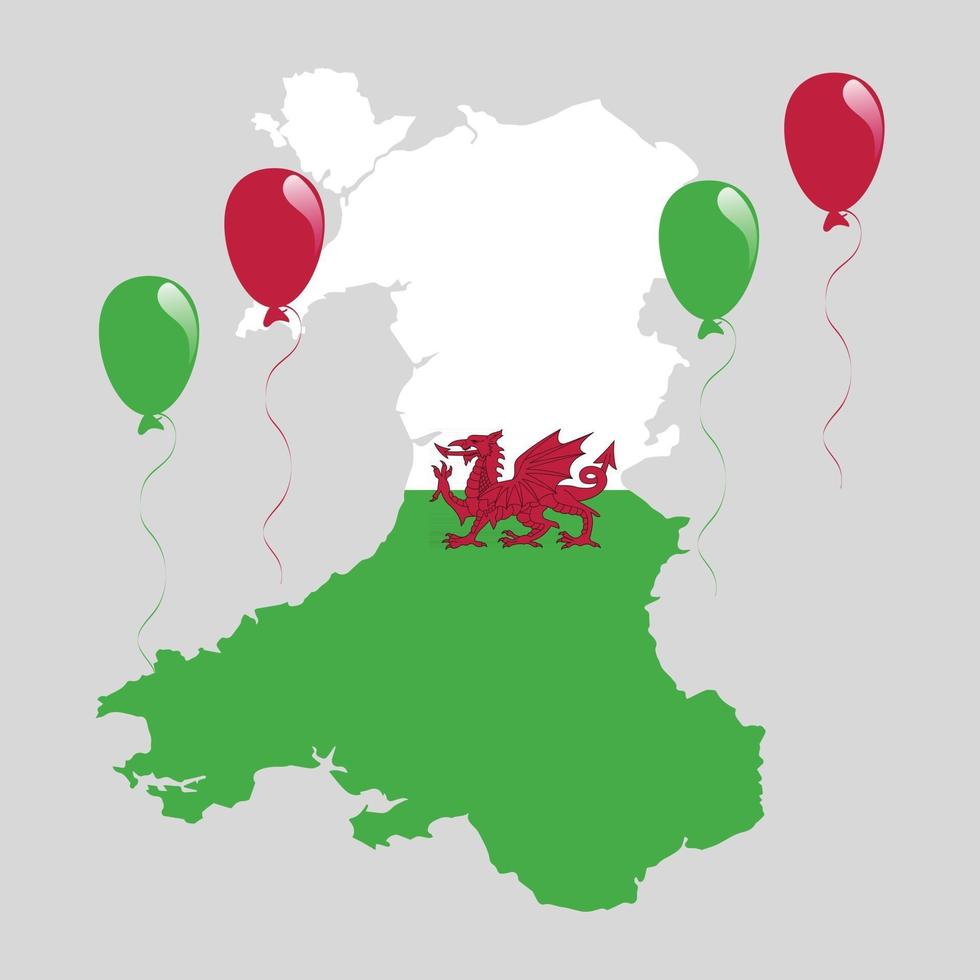 bandiera del Galles e icona della mappa vettore