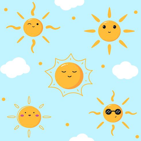 Carino Emoticon Sun Vector