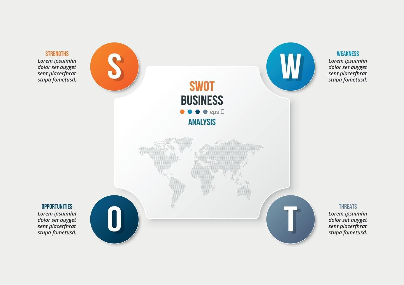 modello di infografica aziendale o di marketing di analisi swot. vettore