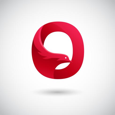 Lettera O con colomba Logo Concept vettore