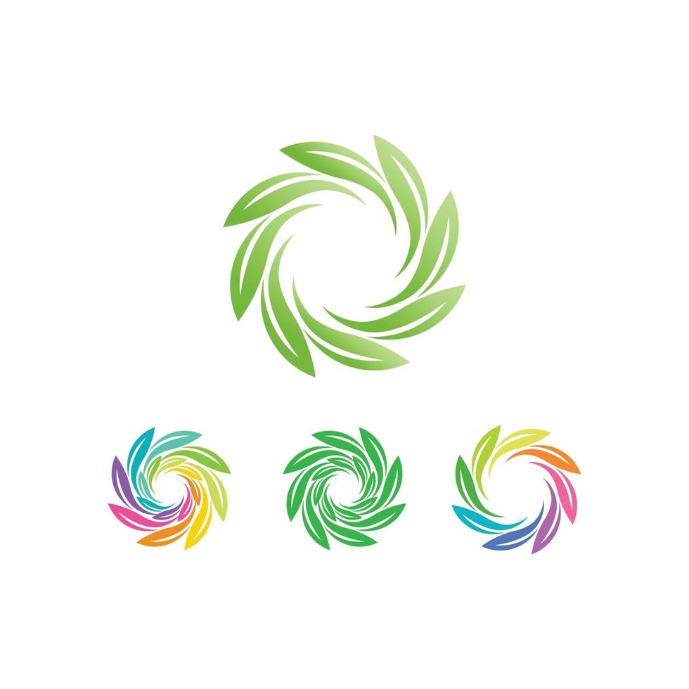 albero foglia vettoriale e logo verde design concetto amichevole