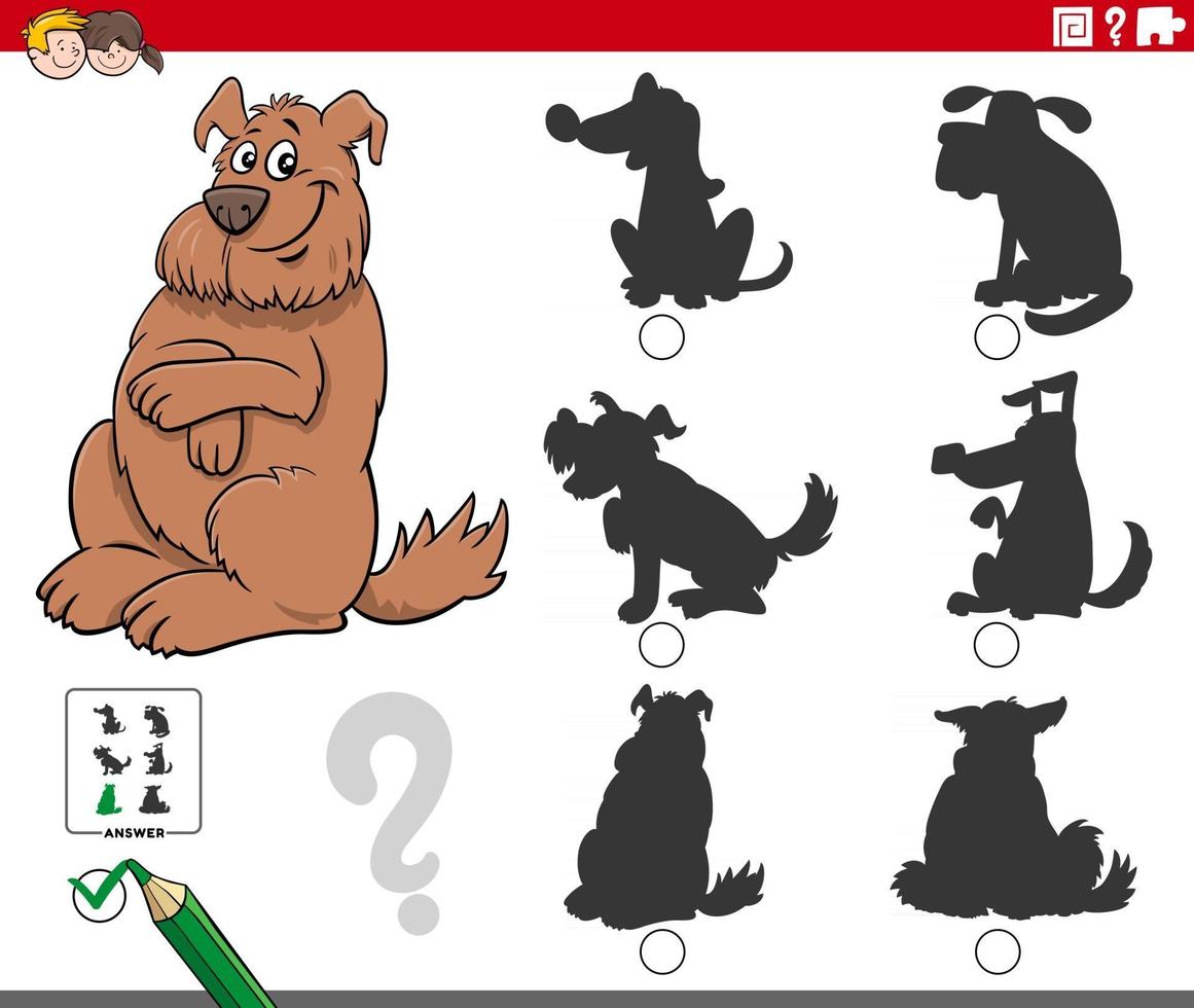 gioco di ombre con personaggio animale cane lanuginoso dei cartoni animati vettore