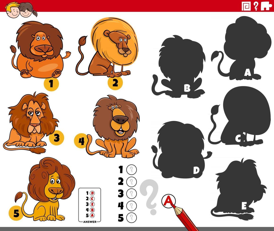 gioco di ombre con personaggi del leone dei cartoni animati vettore
