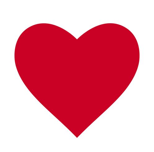 Cuore, simbolo dell&#39;amore e San Valentino. Icona rossa piatta isolato su sfondo bianco. Illustrazione vettoriale - Vettore