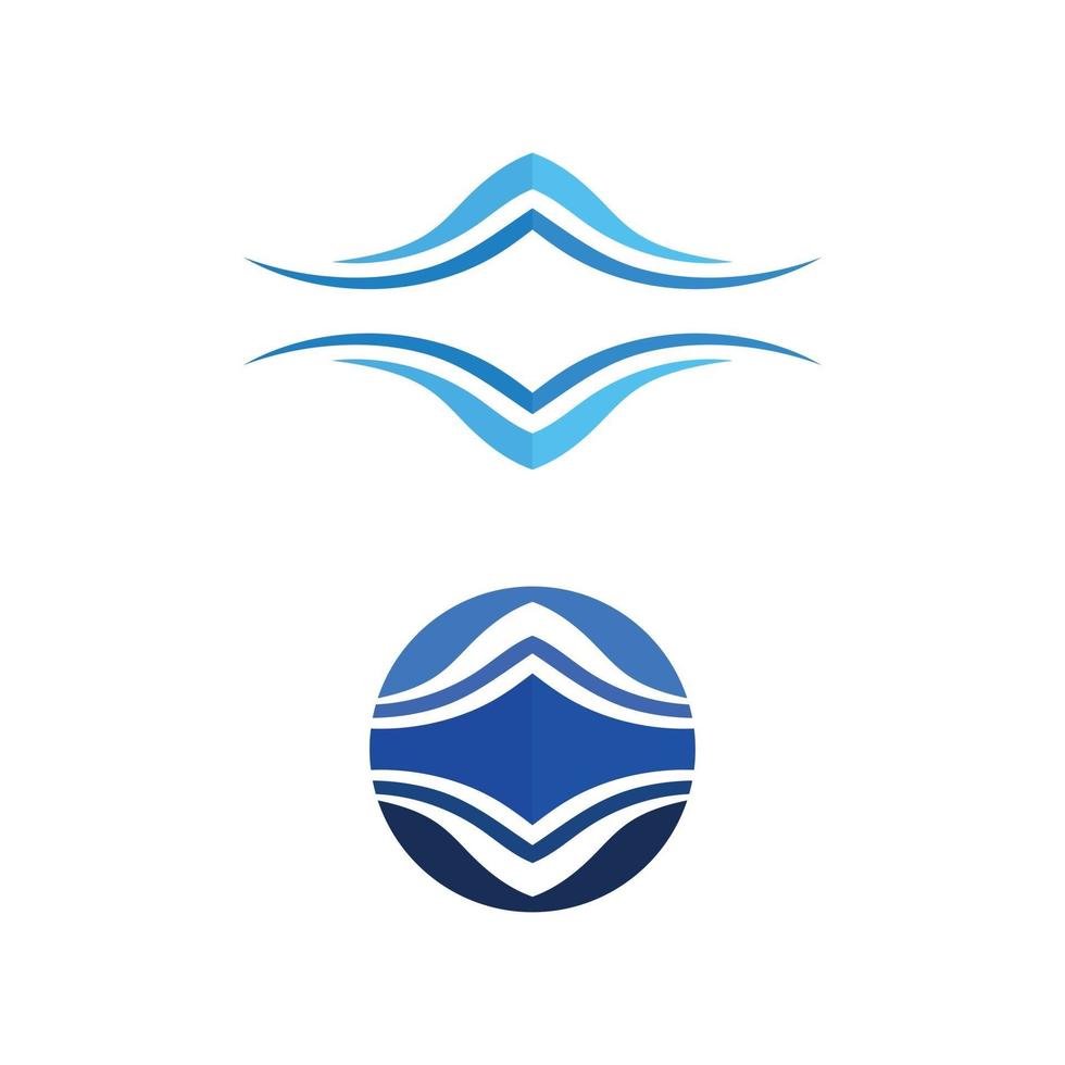 logo vettoriale dell'icona dell'acqua e dell'onda per l'estratto di affari di progettazione della spiaggia e dell'oceano