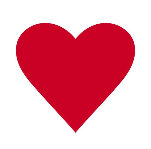 Cuore, simbolo dell&#39;amore e San Valentino. Icona rossa piatta isolato su sfondo bianco. Illustrazione vettoriale - Vettore