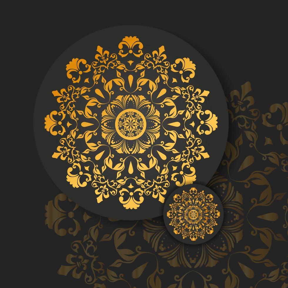 mandala d'oro astratto su sfondo bianco isolato. mandala vettoriale in oro e sfondo nero. mandala di lusso ornamentale.