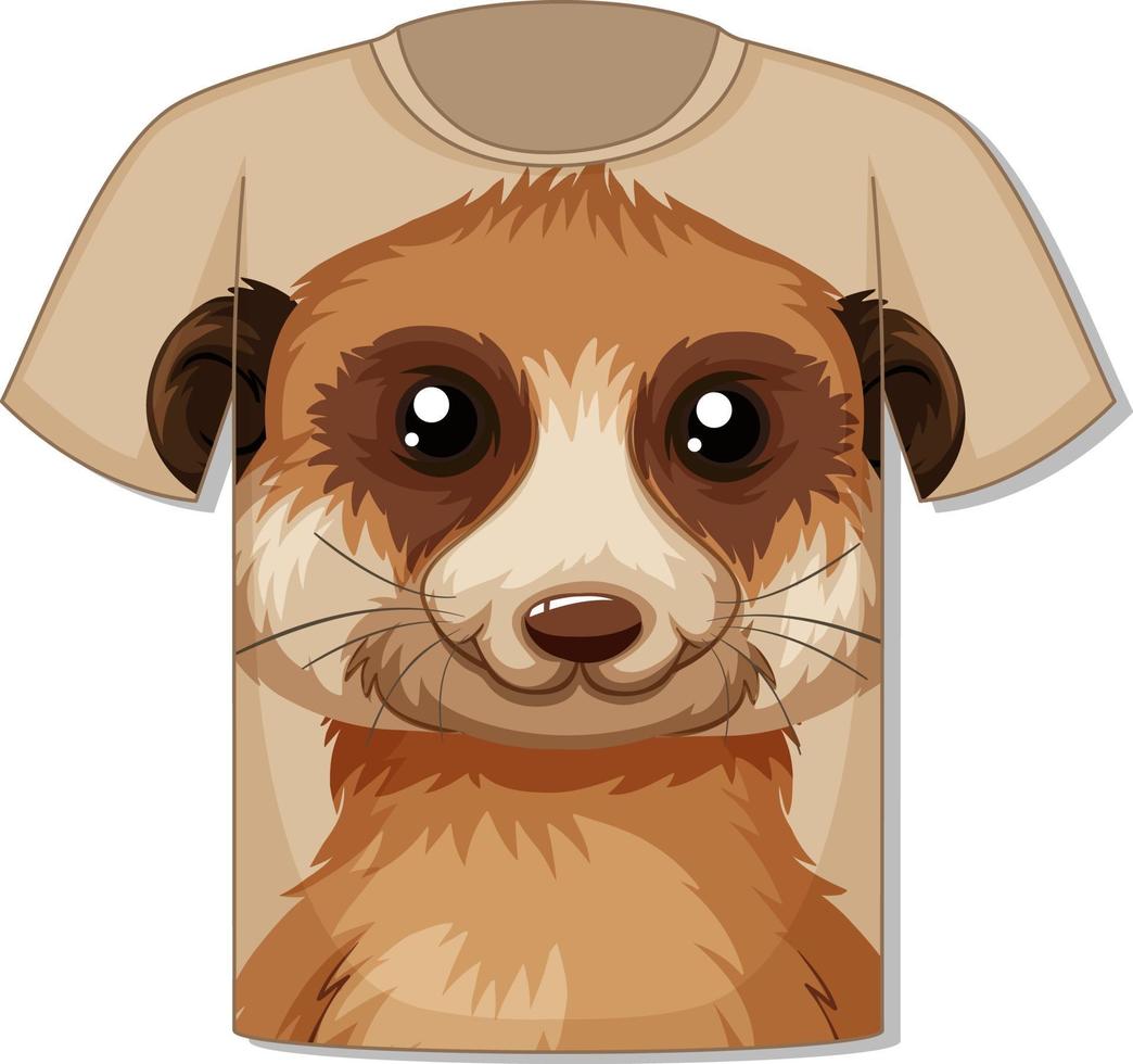parte anteriore della t-shirt con modello di faccia di suricato vettore