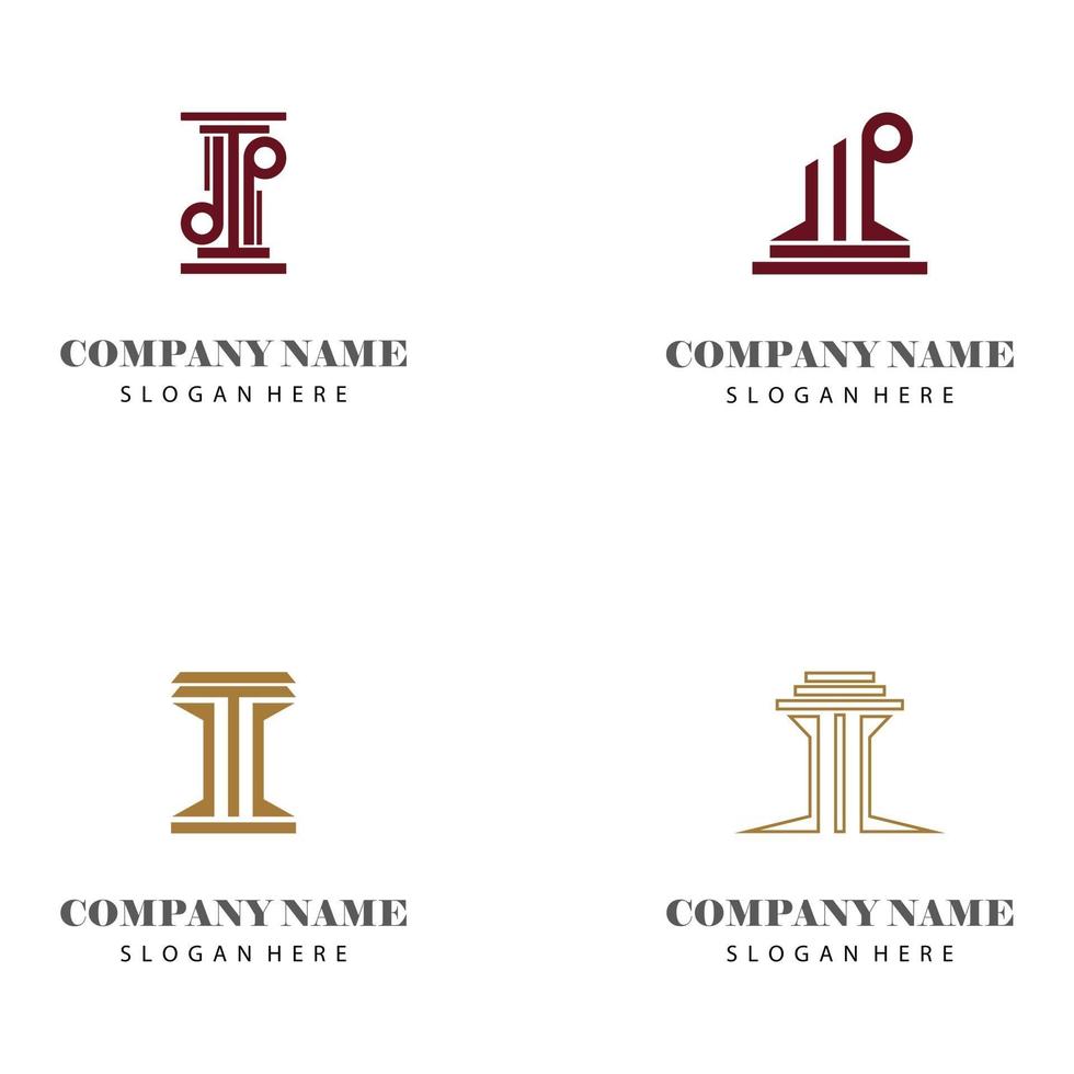 antico pilastro colonne greco roma atene edificio storico logo design vettore