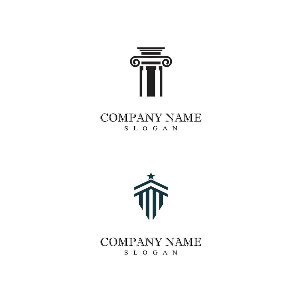 antico pilastro colonne greco roma atene edificio storico logo design vettore