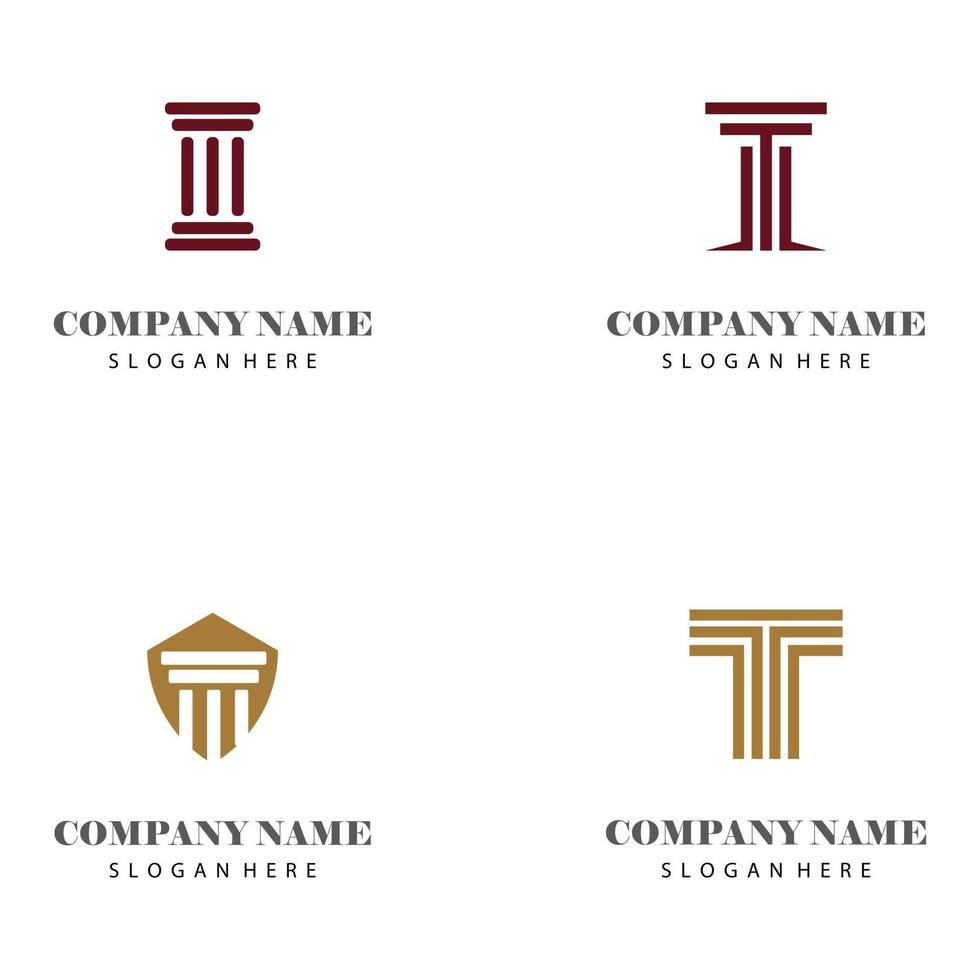 antico pilastro colonne greco roma atene edificio storico logo design vettore