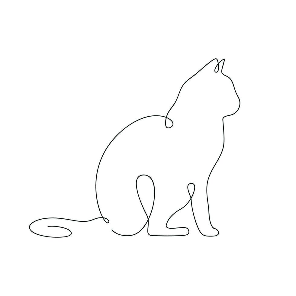 gatto disegnato nel uno continuo linea. uno linea disegno, minimalismo. vettore illustrazione.