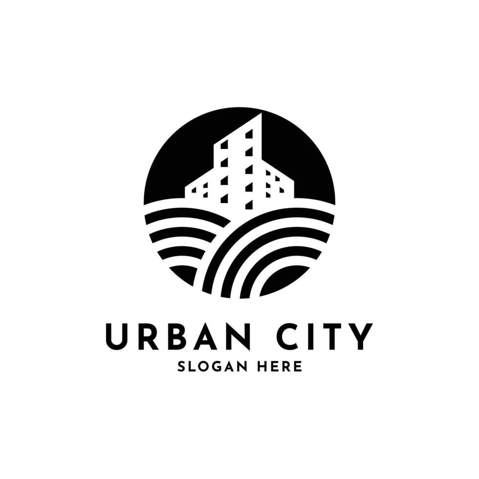 urbano città logo design creativo idea con cerchio forma vettore