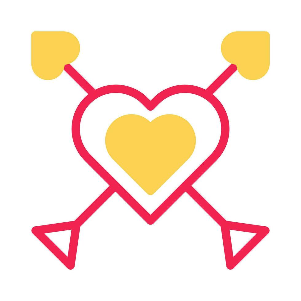freccia amore icona duotone giallo rosso stile San Valentino illustrazione simbolo Perfetto. vettore