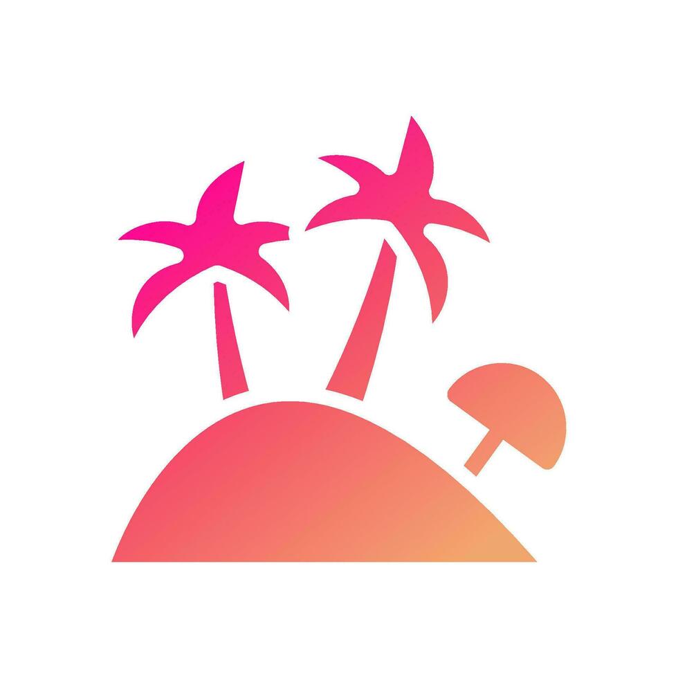 isola icona solido pendenza rosa giallo estate spiaggia simbolo illustrazione. vettore