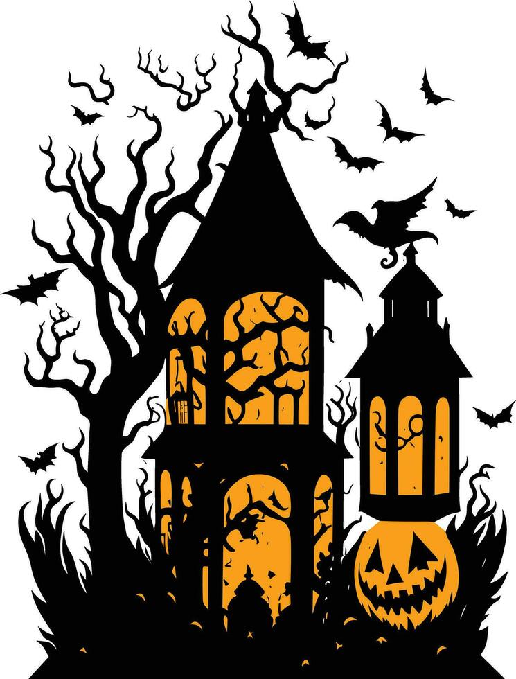 Halloween lanterna papercut vettore