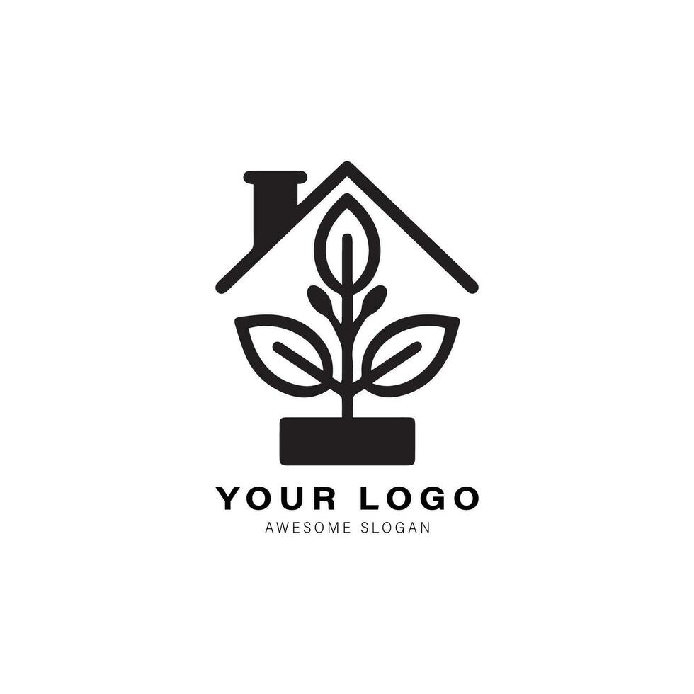 semplice nero e bianca logo design per un' Casa o costruzione. il design Caratteristiche un' triangolo forma su superiore di il Casa vettore