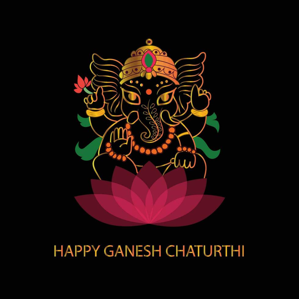 contento ganesh chaturthi. Festival di India. ganesh puja. signore ganesh pittura vettore