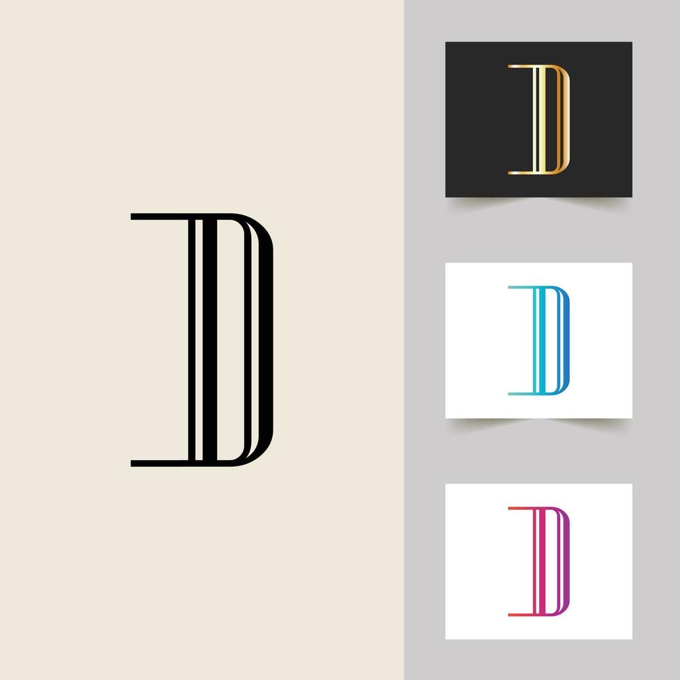 d lettera logo design sfumato astratto professionale vettore