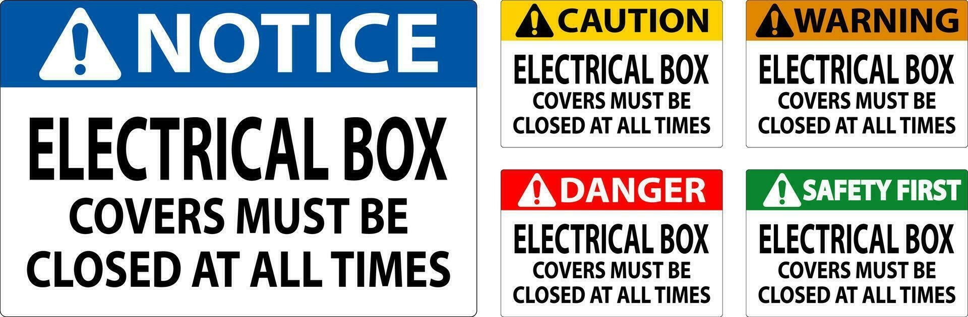 Pericolo cartello elettrico scatola coperture dovere essere chiuso a tutti volte vettore