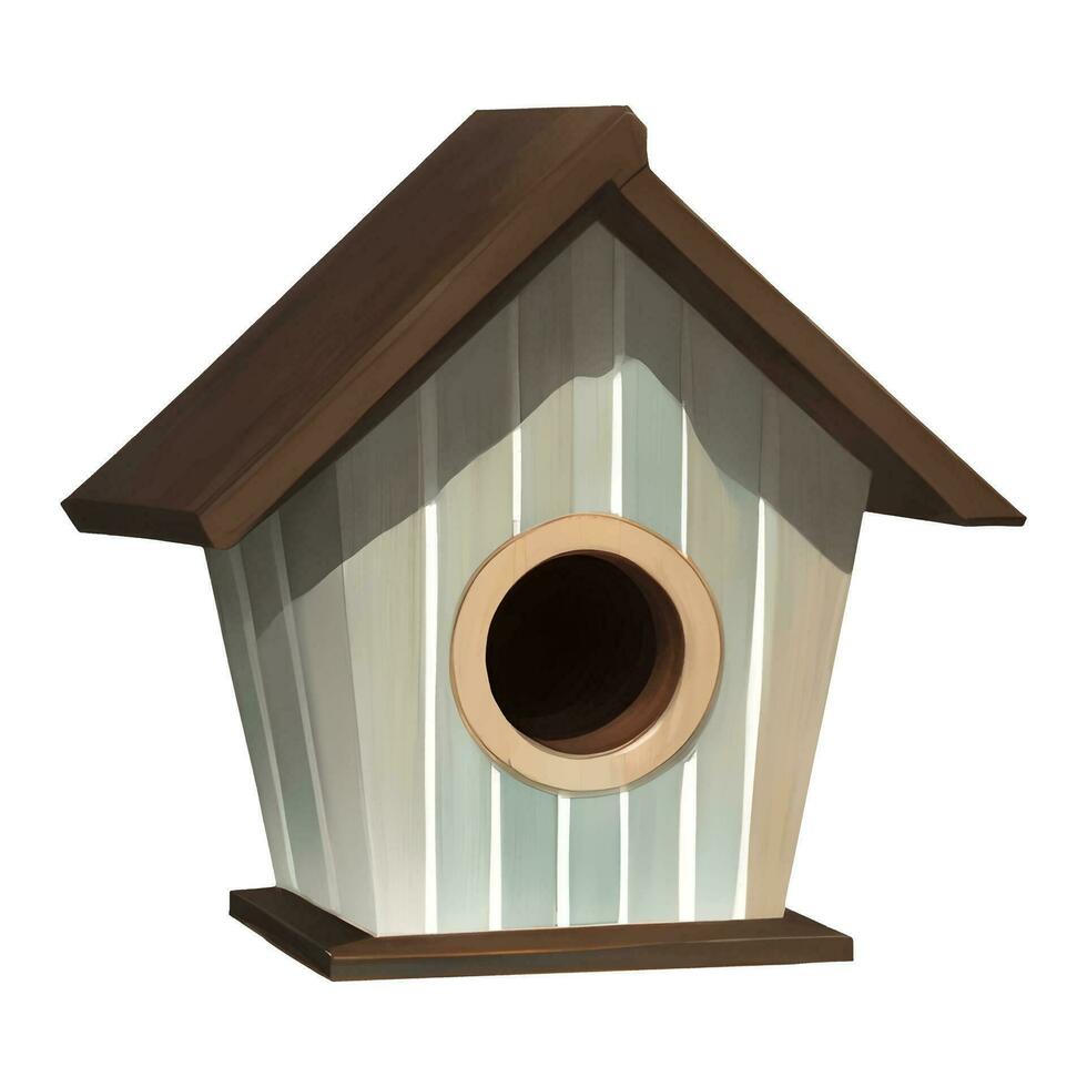 di legno birdhouse isolato dettagliato mano disegnato pittura illustrazione vettore