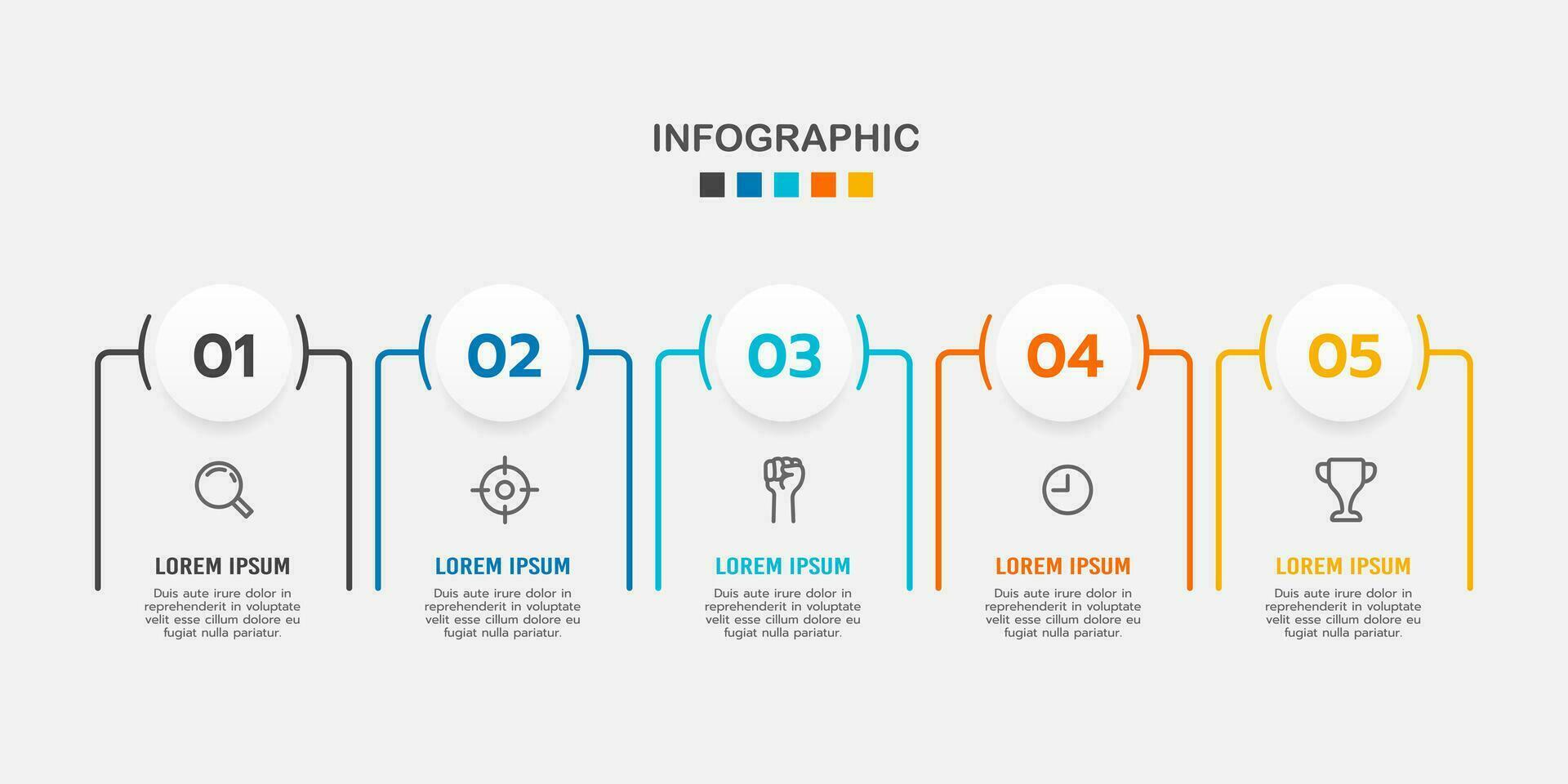 5 passaggi Infografica attività commerciale progetto design modello. attività commerciale presentazione. vettore illustrazione.