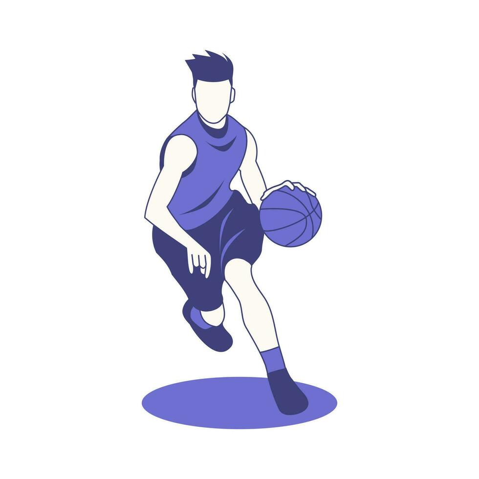 pallacanestro giocatore dribbling palla vettore illustrazione