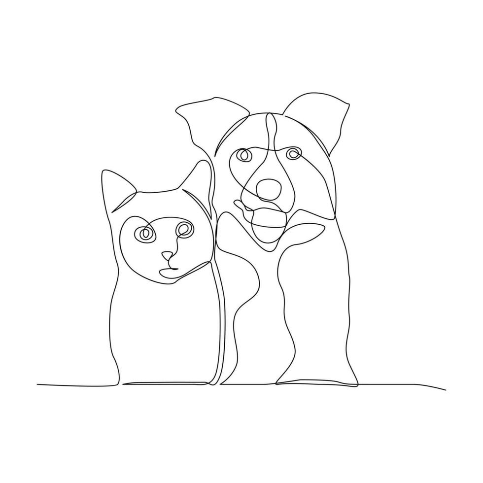 continuo uno linea disegno di cane animale domestico su linea vettore arte disegno minimalista design