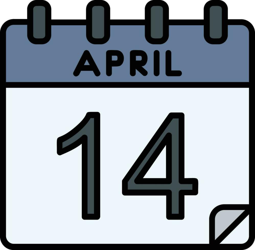 14 aprile glifo icona vettore