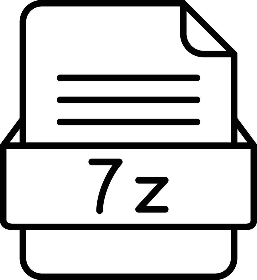 7z file formato linea icona vettore