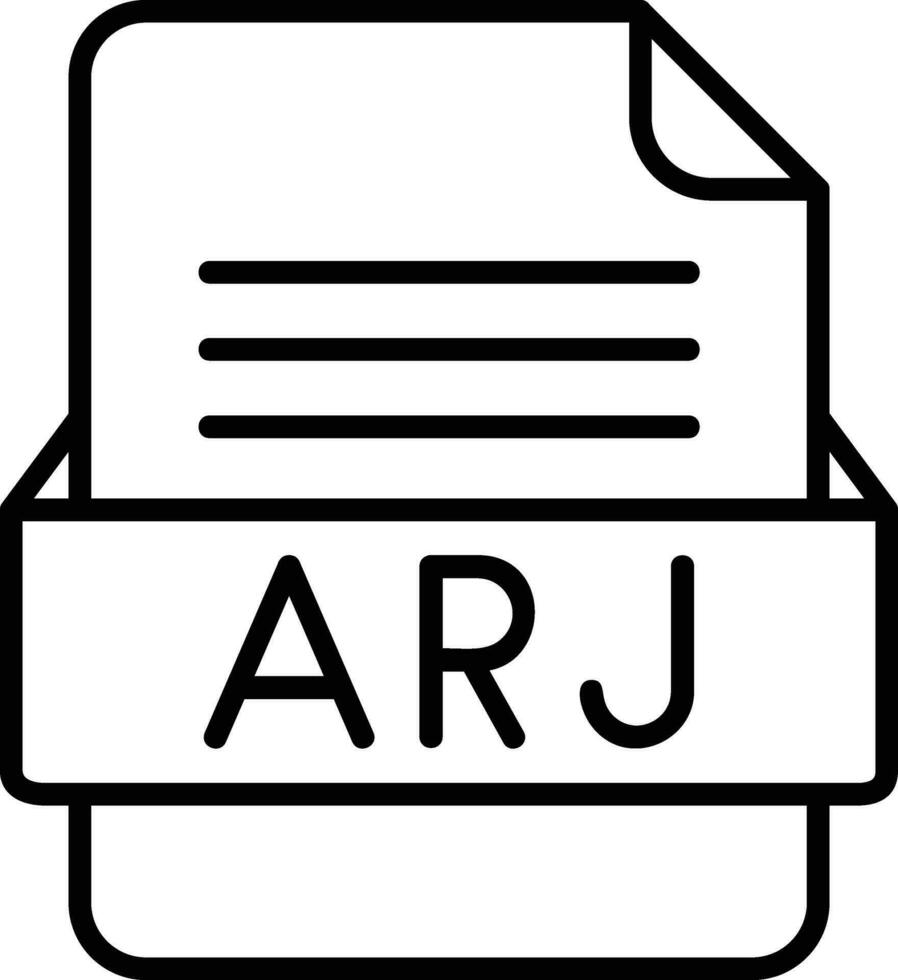 arj file formato linea icona vettore