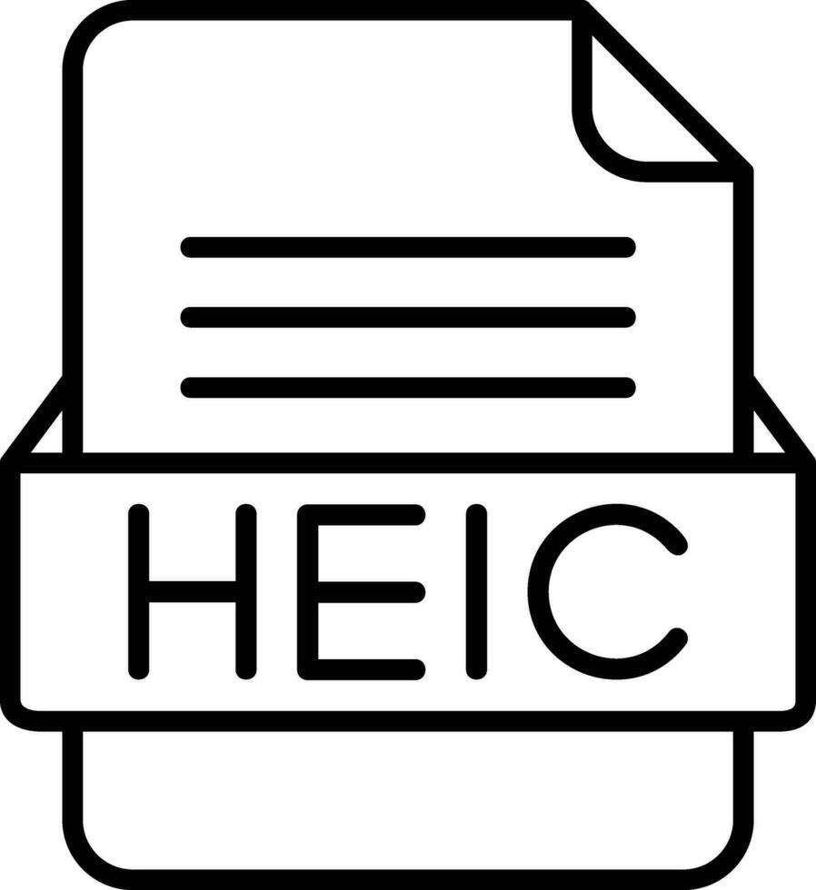 heic file formato linea icona vettore