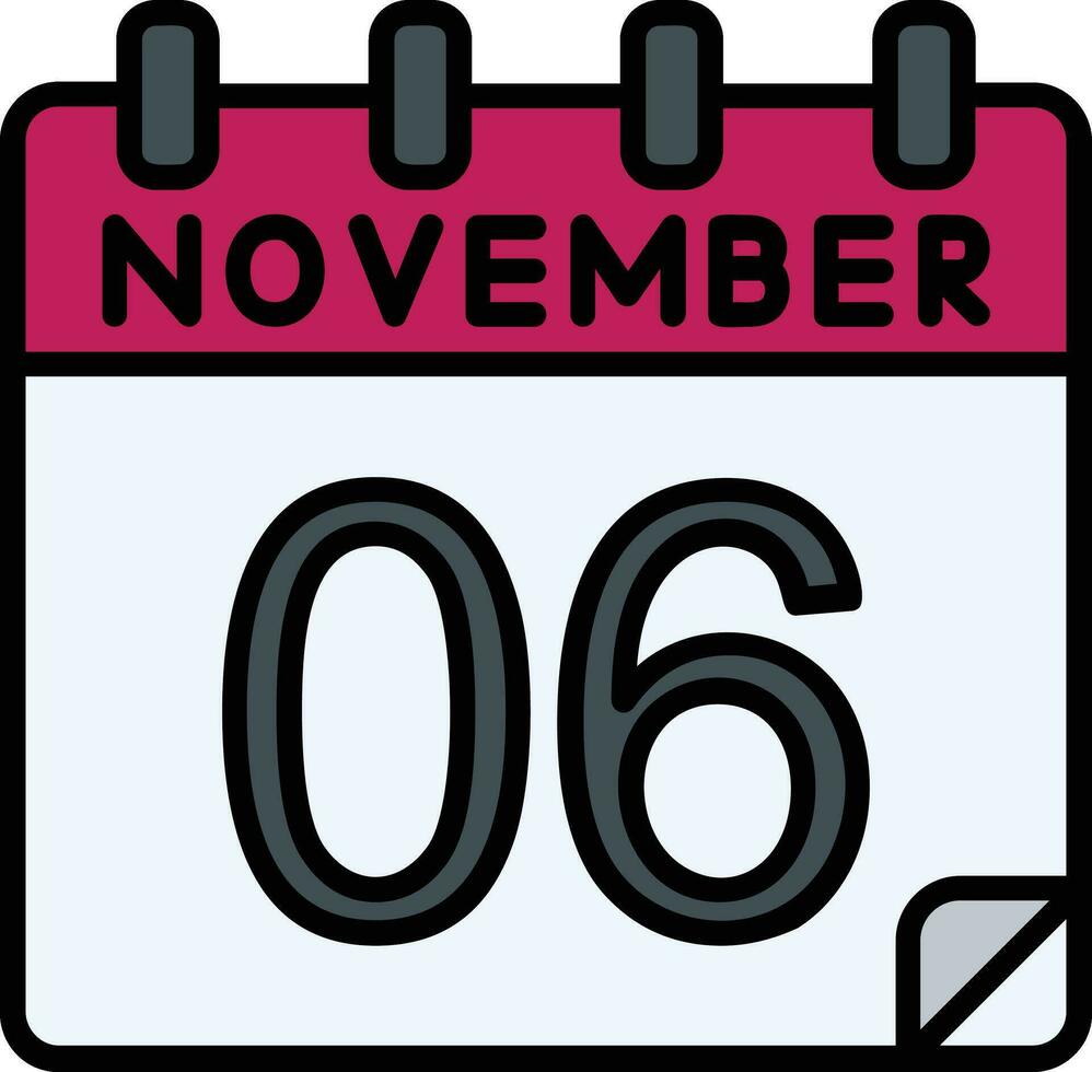 6 novembre pieno icona vettore