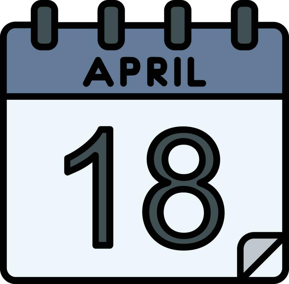 18 aprile glifo icona vettore