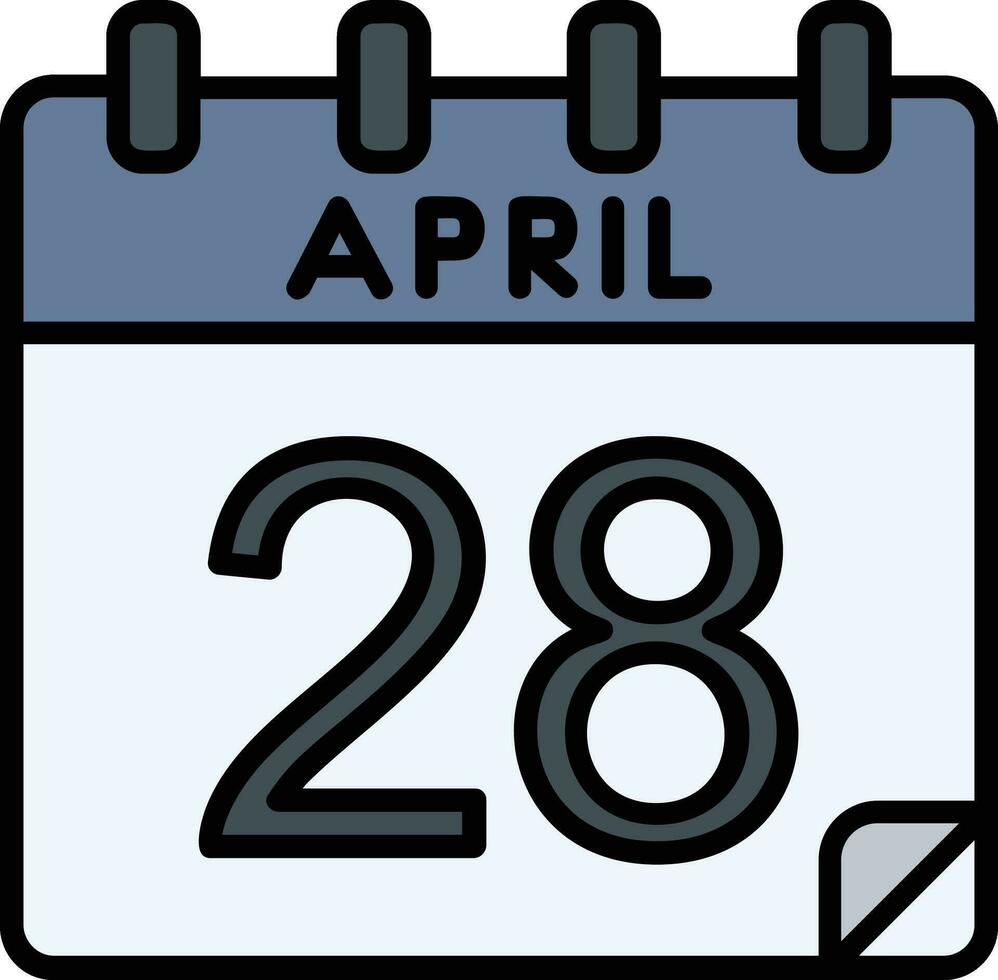 28 aprile glifo icona vettore