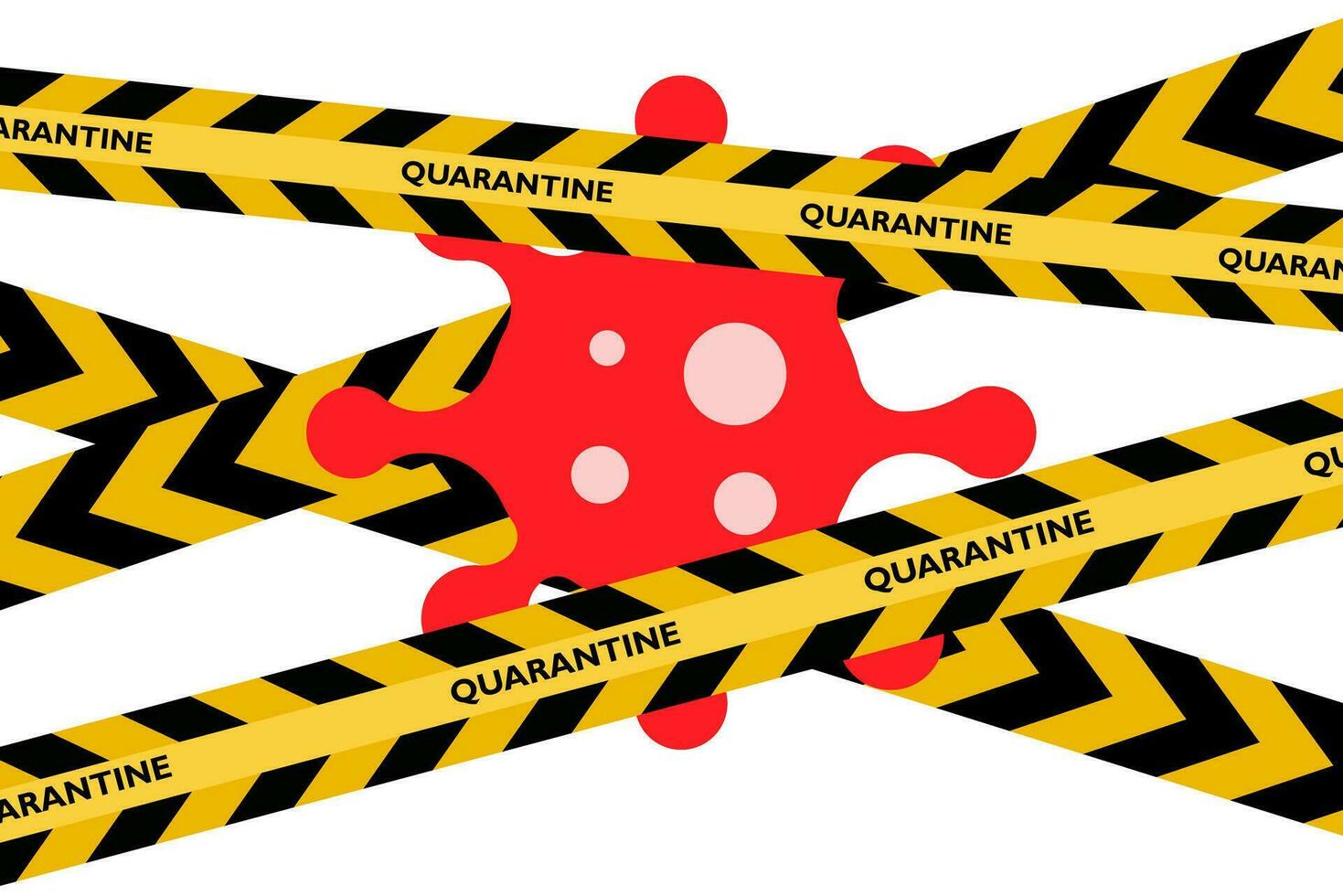 quarantena concetto. virus e Attenzione accesso è proibito. quarantena iscrizione su giallo nastro. vettore illustrazione isolato